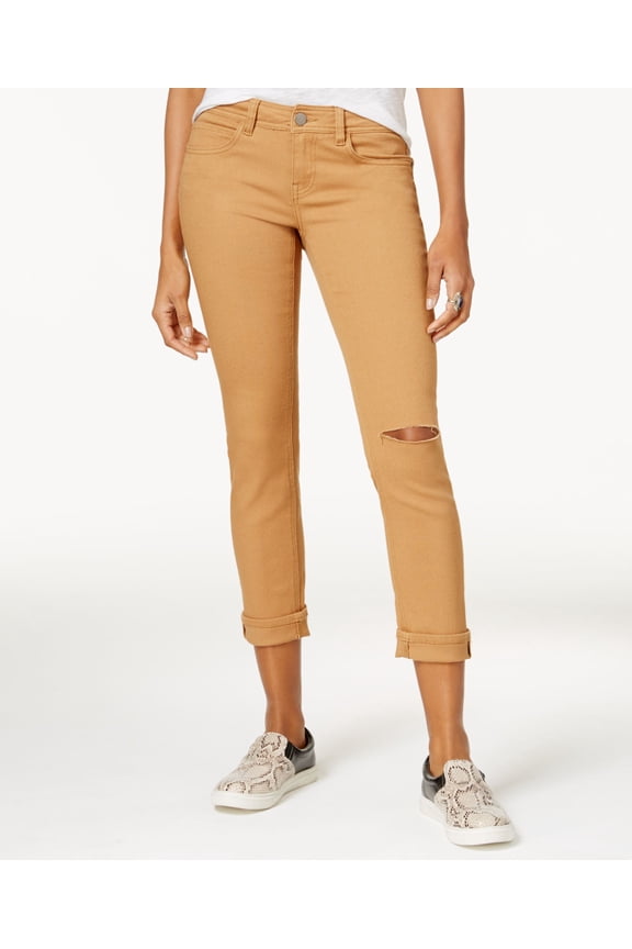 Juniors Colored Ripped Cropped Jeans Walnut 5