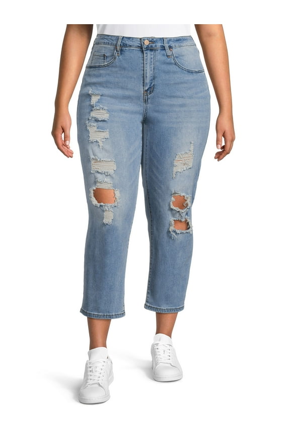 Juniors Plus Straight Leg Crop Jeans