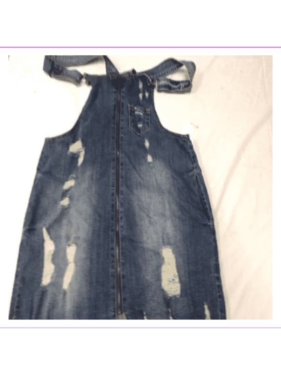 Juniors Ripped Zip Front Denim Skirtall Indigo Ink Wash 15