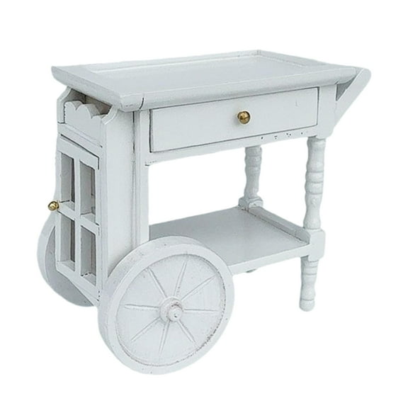 Dollhouse Kitchen Serving Cart Miniature Dining Car Beverage Cart Wooden for Sand Table Fairy Garden