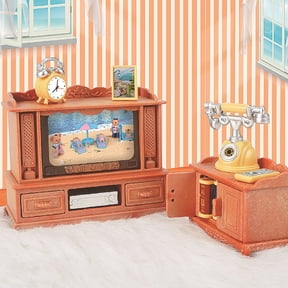 Dollhouse Living Room Set 12 Piece Miniature Furniture with TV Cabinet and Books