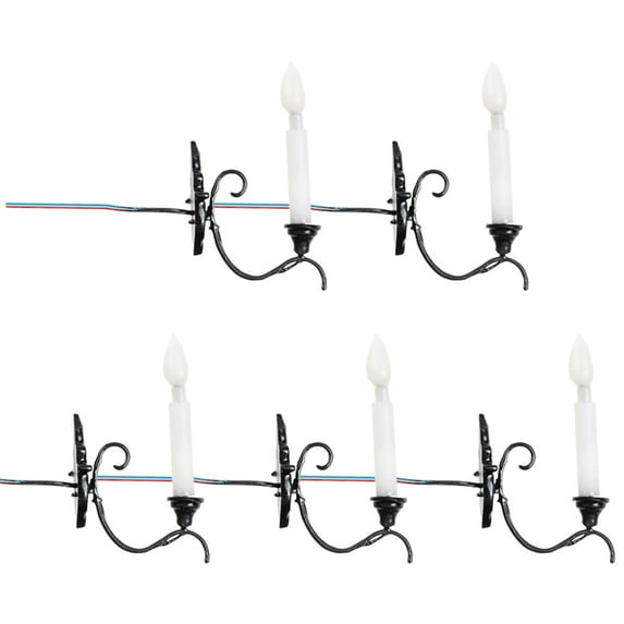 Dollhouse Mini LED Wall Sconces 5pcs 1:87 Scale Tiny Furniture Black