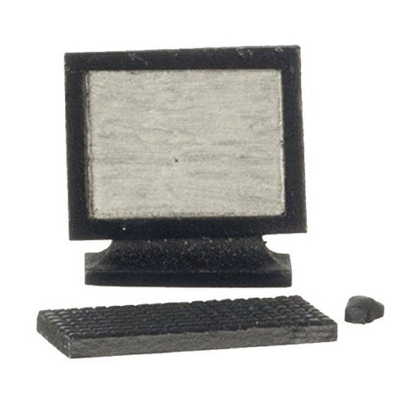 Dollhouse Miniature 1:12 Scale 3 Pc Black Computer SET #T8002