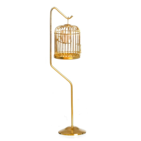 Dollhouse Miniature Birdcage with Bird on Stand