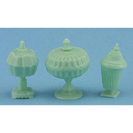Dollhouse Miniature Chrysnbon Set of 3 Candy Jars Jadeite