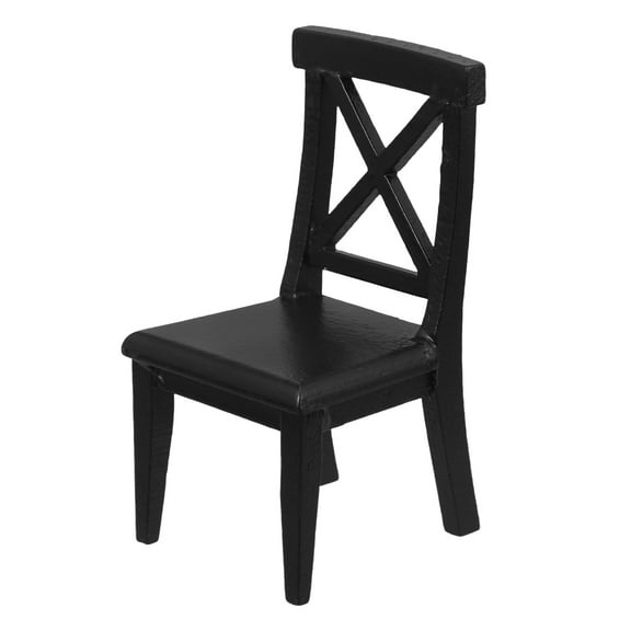 OUNONA Small Furniture Mini Chair Model Black Birch Wood 1Pack for Model Enthusiasts
