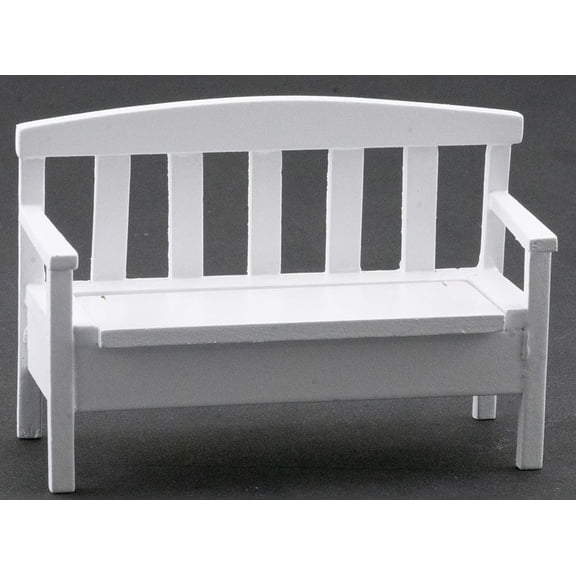 Dollhouse Miniature Garden Bench (White)