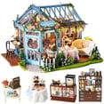 thumbnail image 1 of Dollhouse Miniature House with Furniture, DIY Dollhouse Kit with Dust Proof, Music Movement, 1:24 Scale Creative Room for Gift for Family (Rose Garden Tea House), 1 of 7