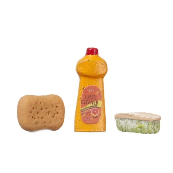 Dollhouse Miniature Set of 3 Cleaning Supplies