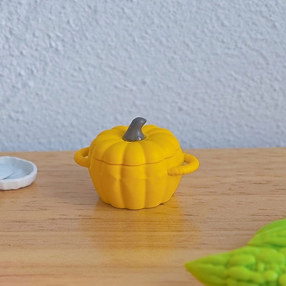Dollhouse Miniature Soup Pot Mini Pumpkin Pot Toy Model Kitchen Utensil Cooking Ware For Doll House Decor Kids Pretend Play Toys