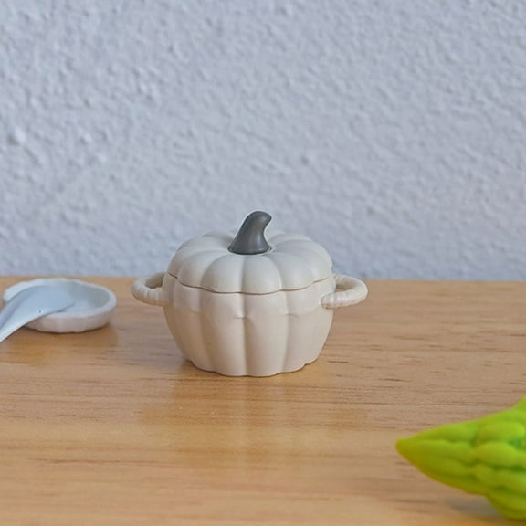 Dollhouse Miniature Soup Pot Mini Pumpkin Pot Toy Model Kitchen Utensil Cooking Ware For Doll House Decor Kids Pretend Play Toys