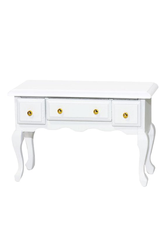 Dollhouse Miniature Table,1: 12 Scale Dollhouse Furniture Modern Mini Wooden Desk Decor for Living Room Bedroom Family Room Kitchen Balcony Fairy Garden Project Decoration White