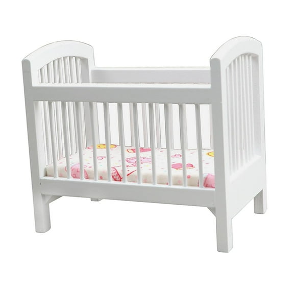 Dollhouse Miniature Wooden Crib Modern Cradle Furniture Simulation for Dolls