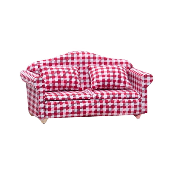 Dollhouse Miniatures & Accessories, 1:12 Scale Living Room Set with Small Charming Floral Print Double Sofa, Perfect for Dollhouse Displays
