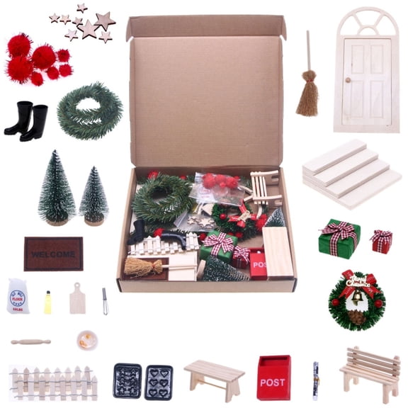 Dollhouse Miniatures Christmas Theme Bring Fun to Your Room Wood Dollhouse Christmas Accessories Perfect for Office