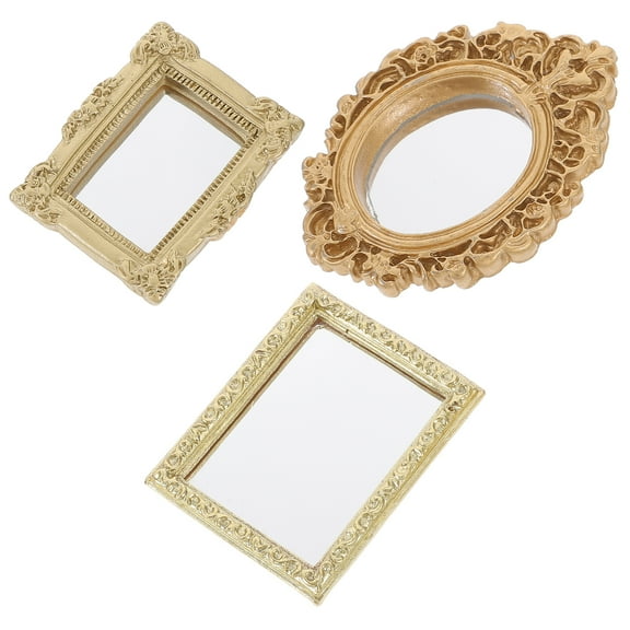 3-Piece Mini Dollhouse Mirror Set, Decorative Plastic Miniature Household Decor Accessories for Kids, Collectors, and Hobbyists