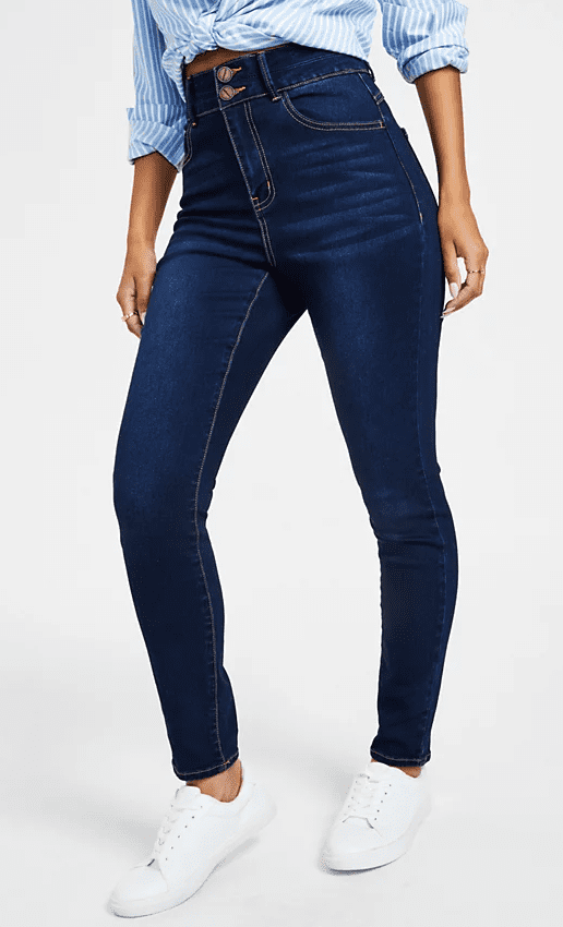 Dollhouse NUBA Women's Curvy Double Button High Rise Skinny Jeans, US 1/2