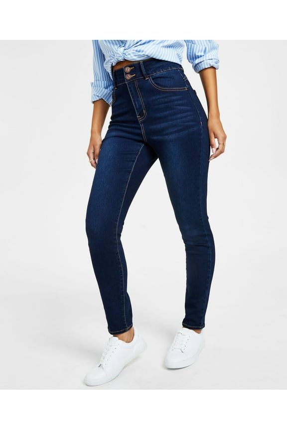 NUBA Women's Curvy Double Button High Rise Skinny Jeans, US 5/6