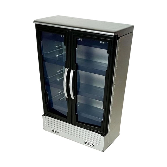 Dollhouse Refrigerator Mini Fridge Double Door Model Durable Plastic for 112 Scale Kitchen Scene Play Set