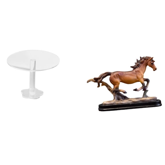 Dollhouse Round Desk Miniature Table Horse Figurine Acrylic Resin Decor for Kids DIY Scene Display Living Room Playroom
