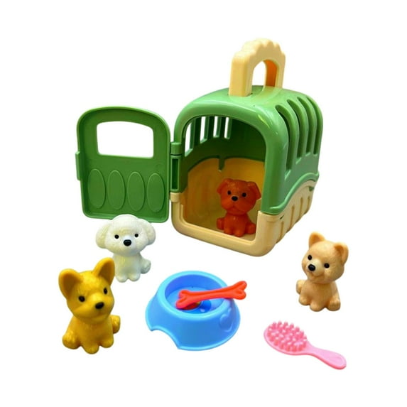 Dollhouse Toy Set Portable Play Scene DIY Castle 8-Piece Kindergarten Pretend Play Gift(Green)