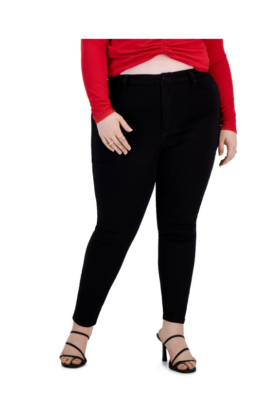 Trendy Plus Size High Rise Skinny Jeans Hig Black 18
