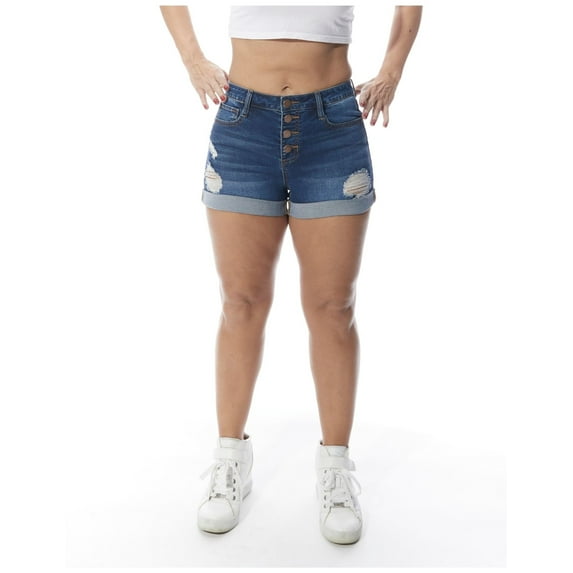 Dollhouse Women's Juniors Exposed Button Short