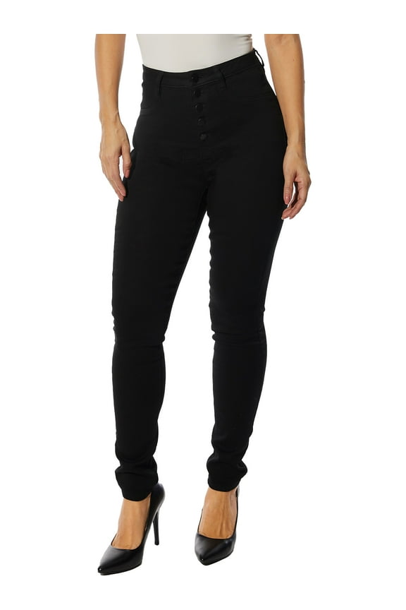 Women's Juniors Exposed Button Skinny Jean