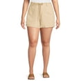 thumbnail image 1 of Dollhouse Women's Plus Size Cuffed Linen Shorts with Rope Belt, 1 of 5