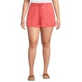 thumbnail image 1 of Dollhouse Women's Plus Size Cuffed Linen Shorts with Rope Belt, 1 of 5
