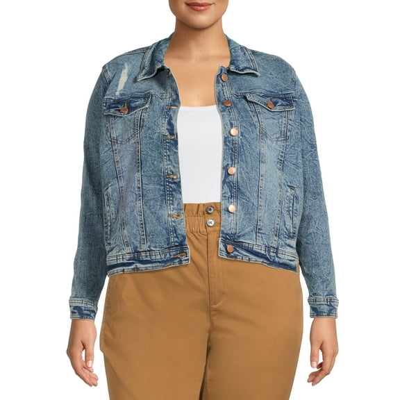 Dollhouse Womens Junior Plus Denim Jacket