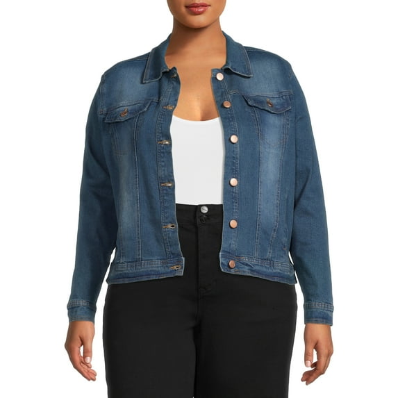Dollhouse Womens Junior Plus Denim Jacket