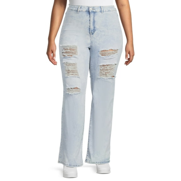 Dollhouse Womens Junior Plus Destructed Flare