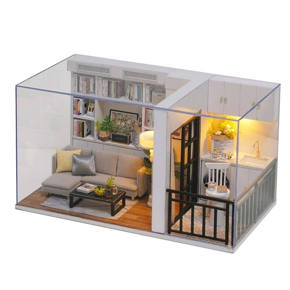 Dollhouse Wooden Mini House Crafts DIY Model s with Furniture And Accessories Handmade Construction Christmas Birthday Gifts