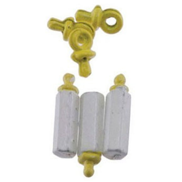 Dollhouse Yellow Baby Bottles And Pacifiers Set, 6Pc