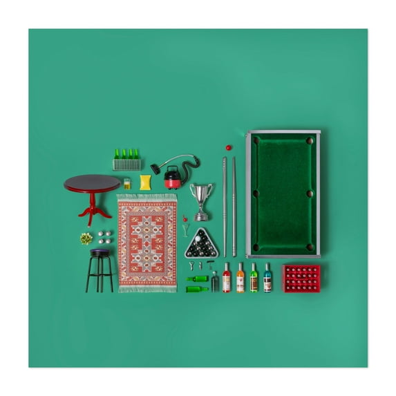 Dollhouse inventory / dark green - Photography Bar Vintage Unframed Wall Art Print 12 x 12 inches