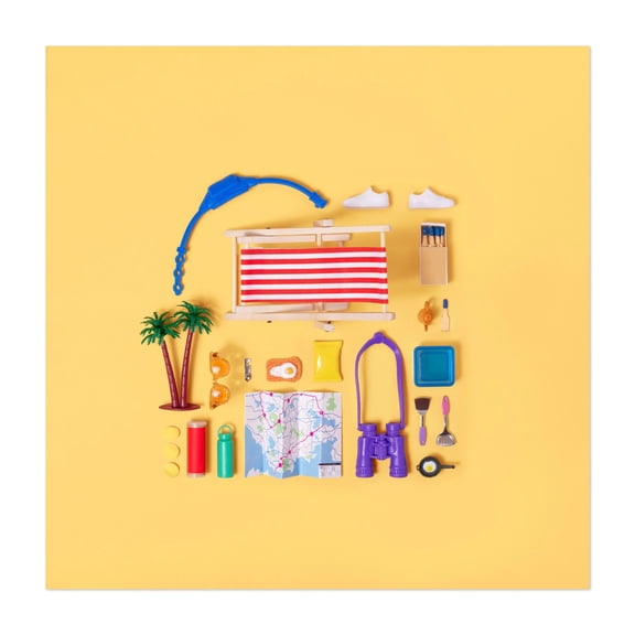 Dollhouse inventory / soft yellow - Photography Map Travel Poster Tropical Summer Beach Minimalist Nautical Unframed Wall Art Print 6 x 6 inches