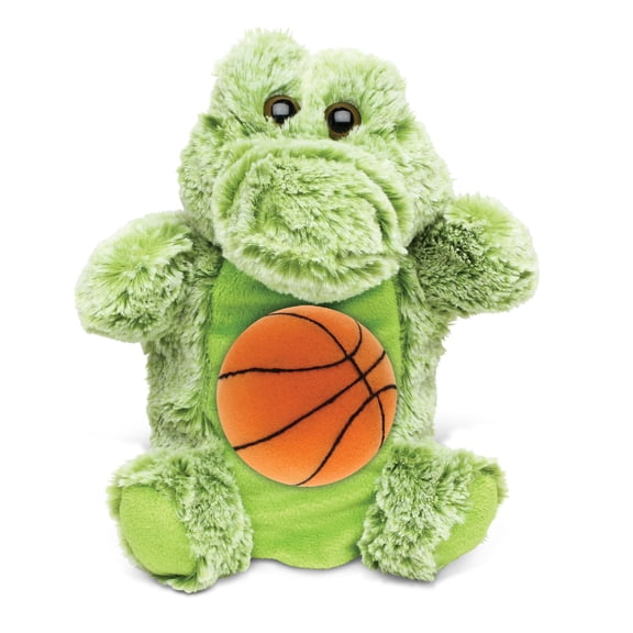 DolliBu Alligator Hand Puppet Stuffed Animal with Basketball Plush Huggable Alligator, Adorable Playtime Plush Toy, Cute Wildlife Gift Doll Animal Toy for Kids and Adults 9 Inches