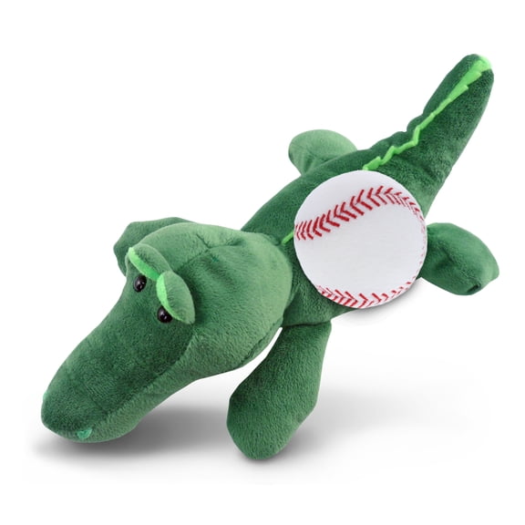 DolliBu Alligator Stuffed Animal with Baseball Plush - Soft Huggable Alligator, Adorable Playtime Plush Toy, Cute Wildlife Gift, Super Soft Plush Doll Animal Toy for Kids and Adults - 6 Inch