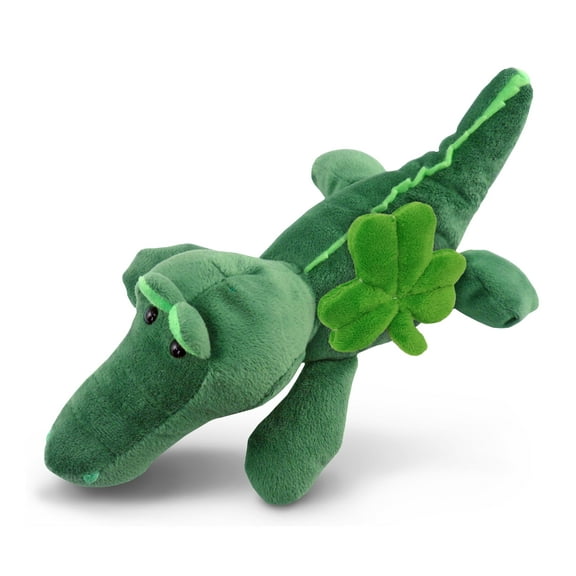 DolliBu Alligator Stuffed Animal with Green Plush Shamrock - Cute Green Shamrock Plush St Patricks Day Stuffed Animal Alligator, Good Luck St Patricks Day Toys for Kids, Baby - 6 Inches