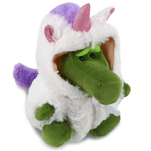 DolliBu Alligator Unicorn Plush Stuffed Animal Toy - Super Soft Gatorcorn Dress Up with Removable Plush Unicorn Outfit, Cute Fantasy Wildlife Gift - 7.5 Inches