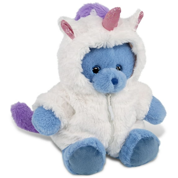 DolliBu Baby Blue Bear Unicorn Plush Stuffed Animal Toy - Super Soft Bear Unicorn Dress Up with Removable Plush Unicorn Outfit, Cute Blue Bear Unicorn Fantasy Plush Gift with Unicorn Dress - 8 Inches