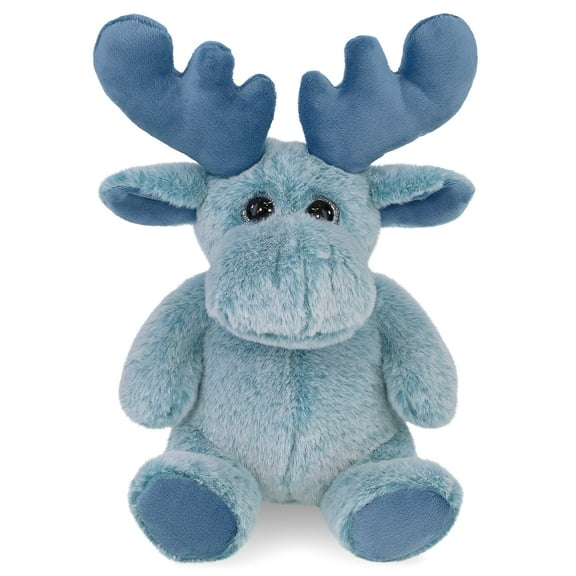 DolliBu Baby Blue Moose Stuffed Animal - Super Soft Stuffed Animals for Girls and Boys, Adorable Stuffed Wild Creatures for Kids and Cute Wild Animals Cuddle Stuffed Animals for Adults - 8.5 Inches
