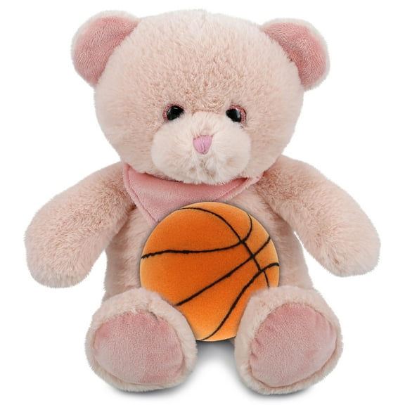 DolliBu Baby Pink Bear Stuffed Animal with Basketball Plush  Soft Huggable Bear, Adorable Playtime Bear Plush Toy, Cute Wildlife Gift, Plush Doll Animal Toy for Kids and Adults  8 Inches