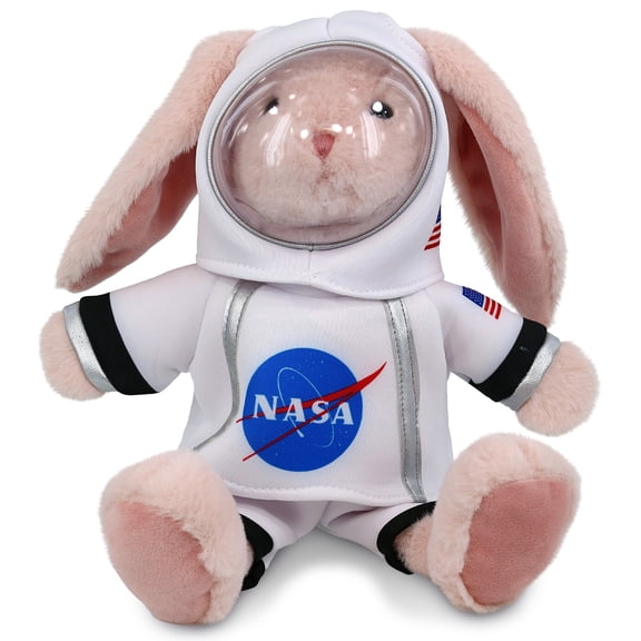 DolliBu Baby Pink Rabbit Astronaut Plush Toy - Super Soft Farm Life Astronaut Stuffed Animal with Space Helmet and NASA Astronaut Suit, Spaceman Doll Decor for Girls and Boys - 8 Inch