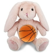 DolliBu Baby Pink Rabbit Stuffed Animal with Basketball Plush   Soft Huggable Rabbit, Adorable Playtime Rabbit Plush Toy, Cute Farm Life Gift, Plush Doll Animal Toy for Kids and Adults   8 Inches