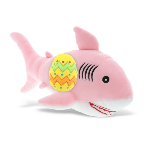 DolliBu Baby Soft Pink Shark with Yellow Easter Egg Plush - Perfect Ocean Stuffed Animals for Easter Basket, Cute Easter Egg Stuffed Animal Spring Toys for Girls, Boy, and Babies - 12 Inches