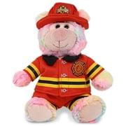 DolliBu Bear Firefighter Stuffed Animal - Super Soft Rainbow Bear Fireman Toy with Red Fireman Costume Outfit and Fireman Hat, Wild Life Stuffed Animal Fire Fighter Doll Plush Toy for Kids - 9 Inch