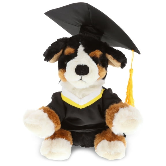 DolliBu Bernese Dog Graduation Plush Toy - Super Soft Dog Graduation Stuffed Animal Dress Up with Gown & Cap with Tassel Outfit - Cute Congratulatory Graduation Gift - 8 Inch
