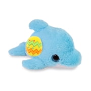 DolliBu Big Eye Blue Dolphin with Yellow Easter Egg Plush - Perfect Dolphin Stuffed Animals for Easter Basket, Cute Easter Egg Stuffed Animal Spring Toys for Girls, Boys, and Babies - 8 Inches